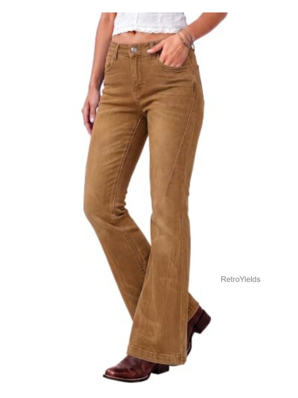 Flare Jeans Mid Rise Bootcut Stretch Denim Five-Pocket Casual
